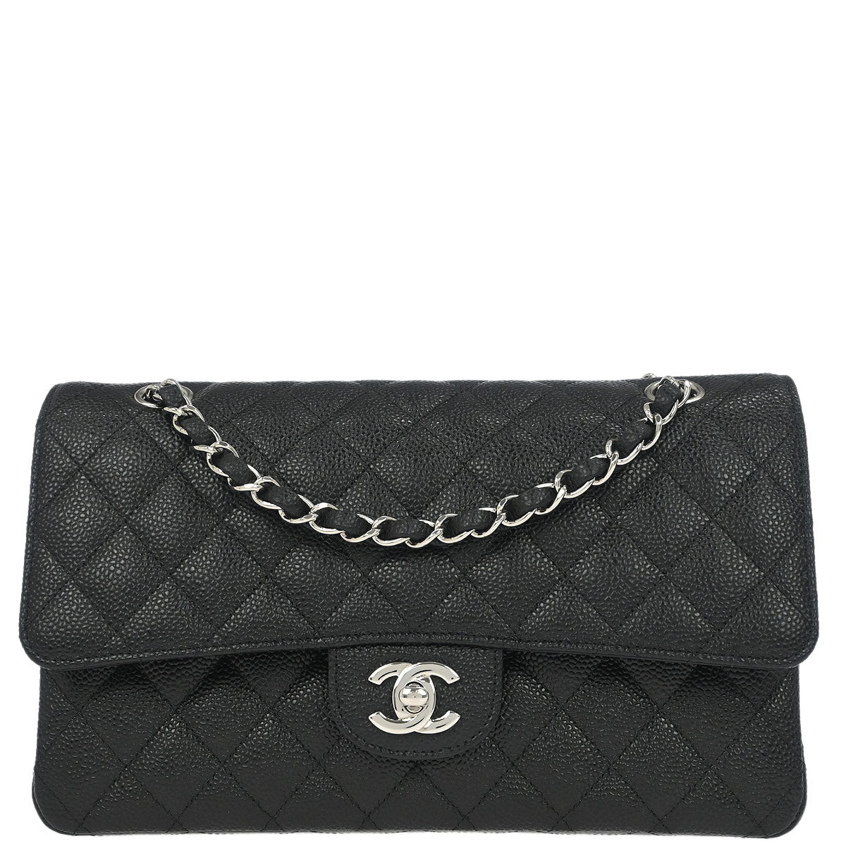 Chanel Black Caviar Skin Medium Classic Double Flap Shoulder Bag
