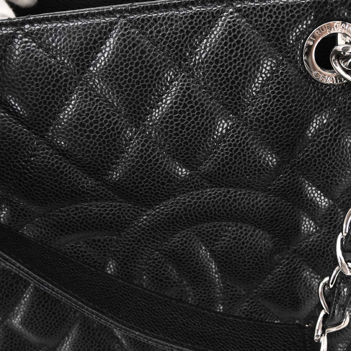 Chanel Black Caviar Skin Grand Shopping Tote GST Chain Handbag