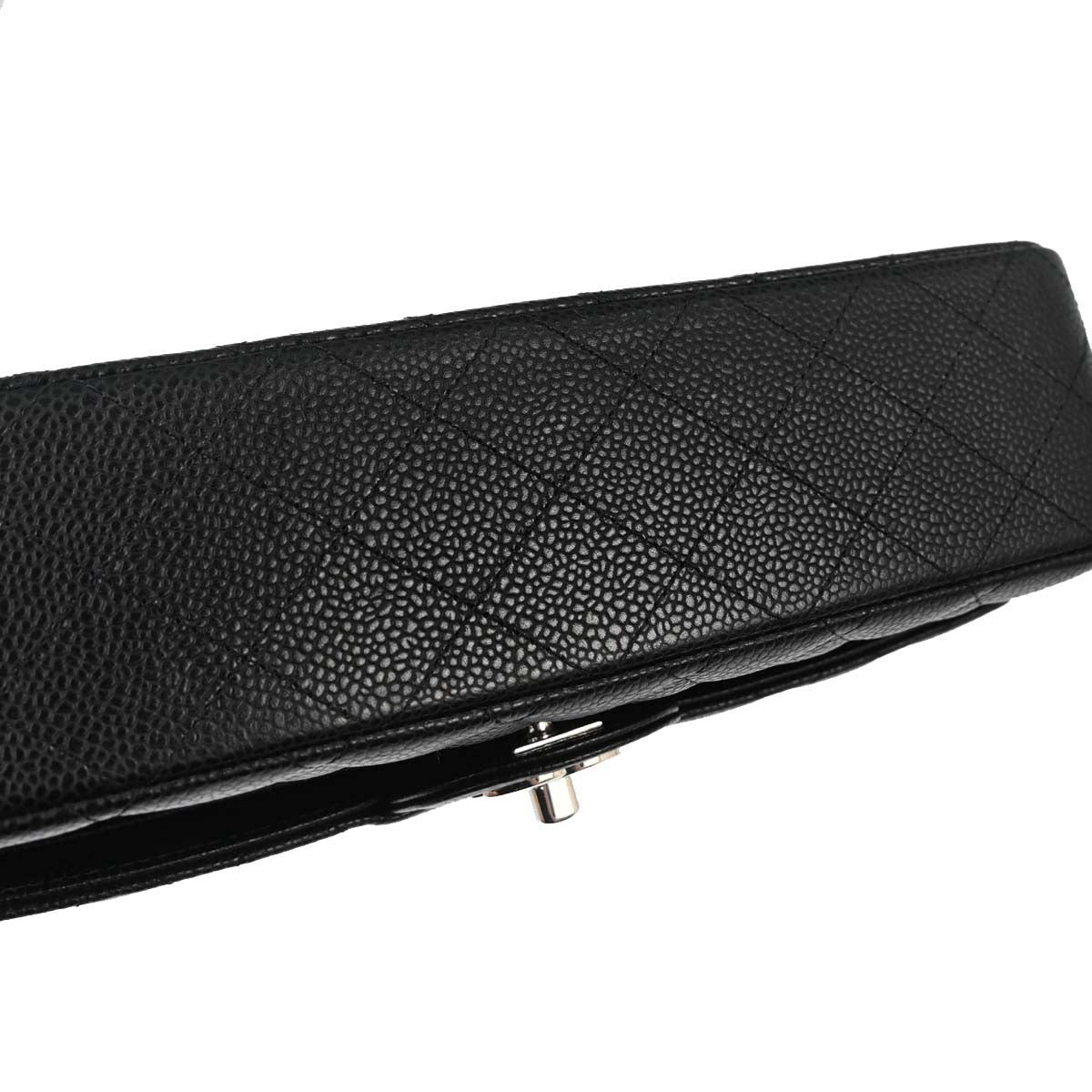 Chanel 2010-2011 Black Caviar Skin Medium Classic Double Flap Shoulder Bag