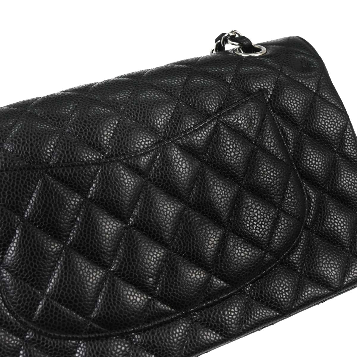 Chanel 2010-2011 Black Caviar Skin Medium Classic Double Flap Shoulder Bag