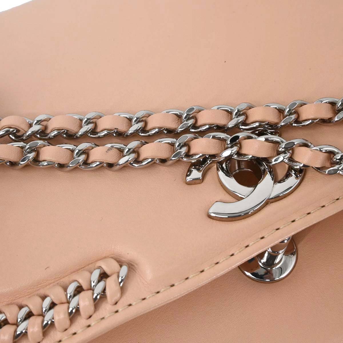 Chanel Beige Calfskin Braided Chic Flap Bag Shoulder Bag