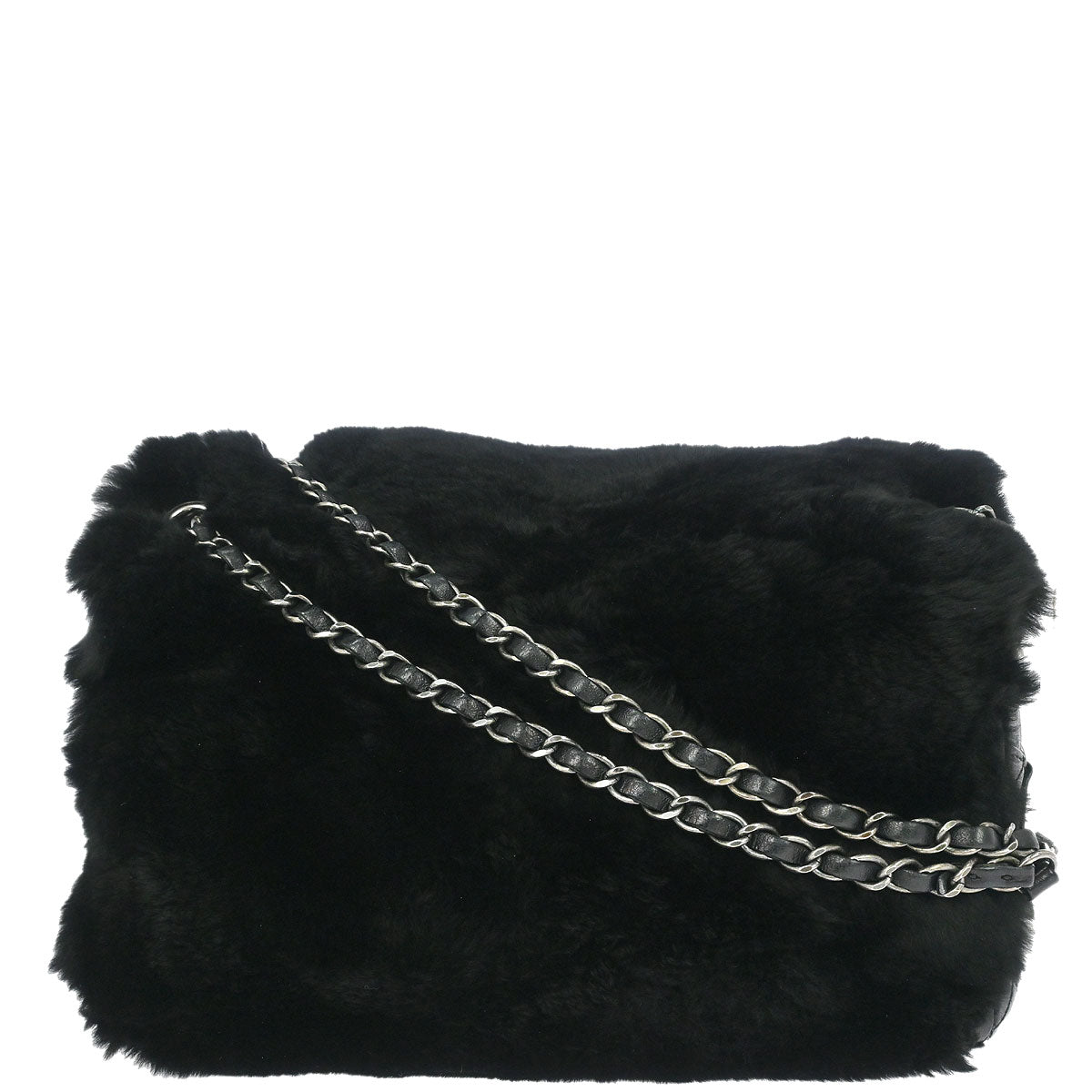 Chanel Black Rabbit Fur Shoulder Bag