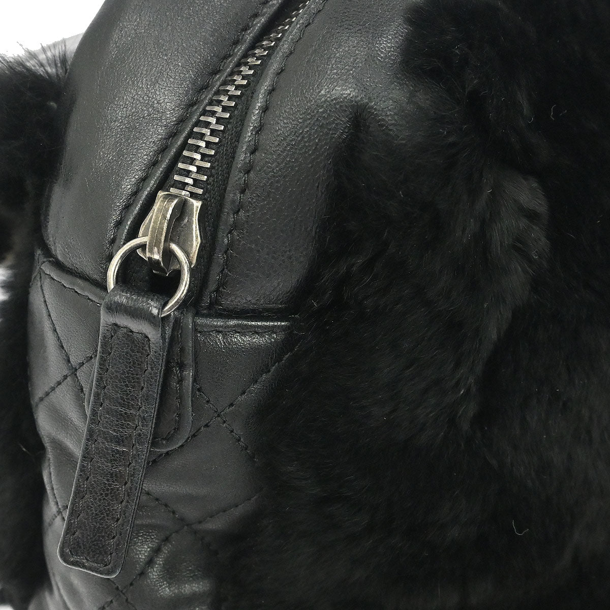 Chanel Black Rabbit Fur Shoulder Bag