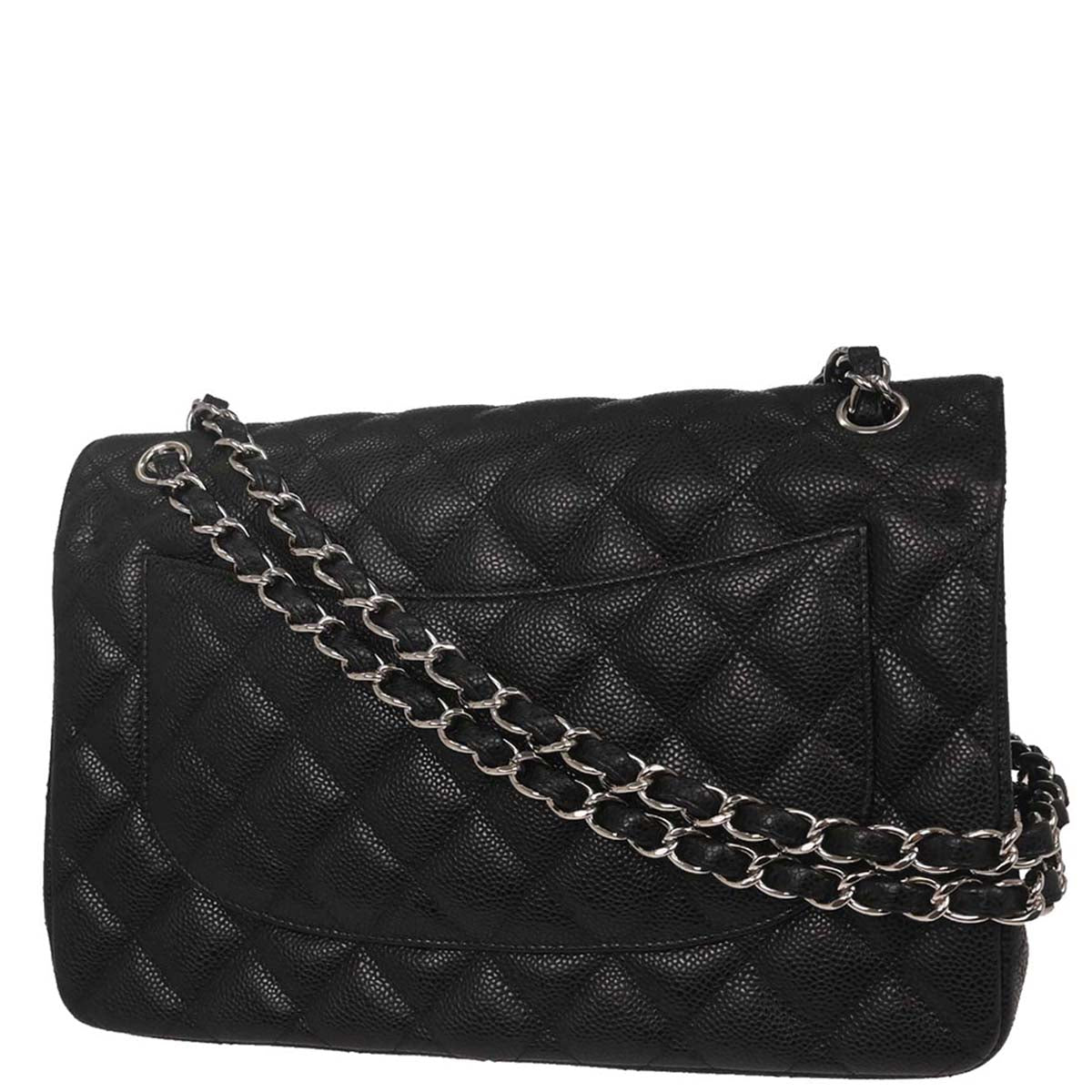 Chanel Black Caviar Skin Jumbo Classic Double Flap Shoulder Bag