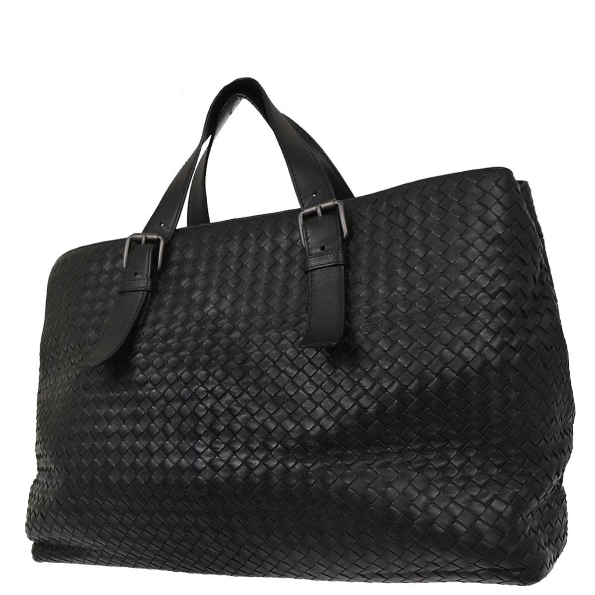 Bottega Veneta Black Lambskin Intrecciato Tote Bag