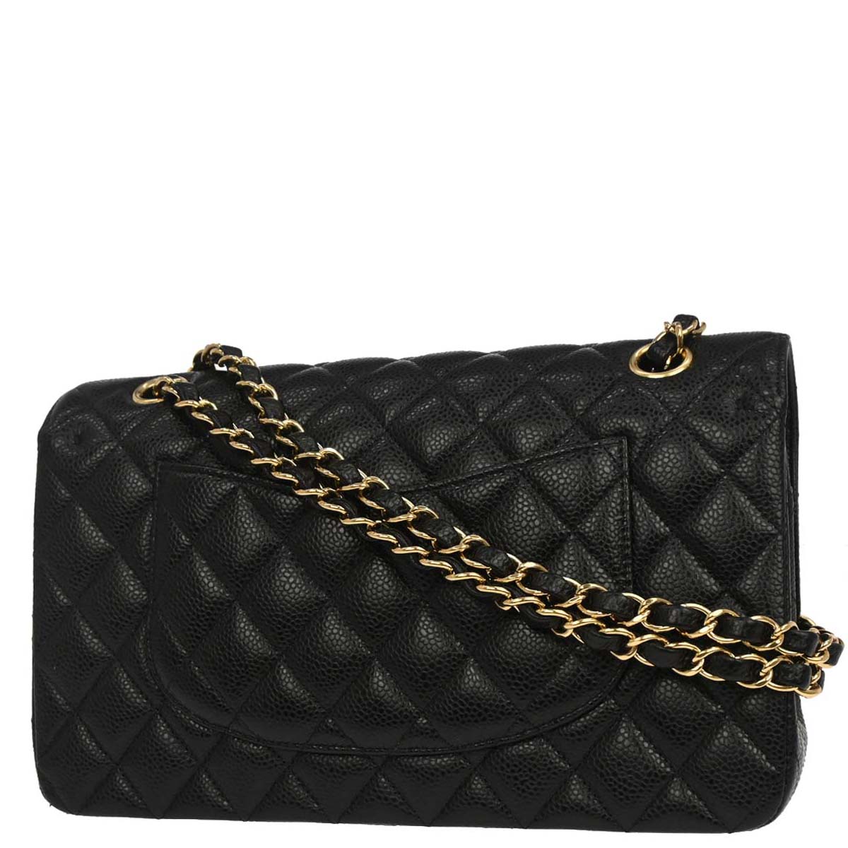 Chanel Black Caviar Skin Medium Classic Double Flap Shoulder Bag
