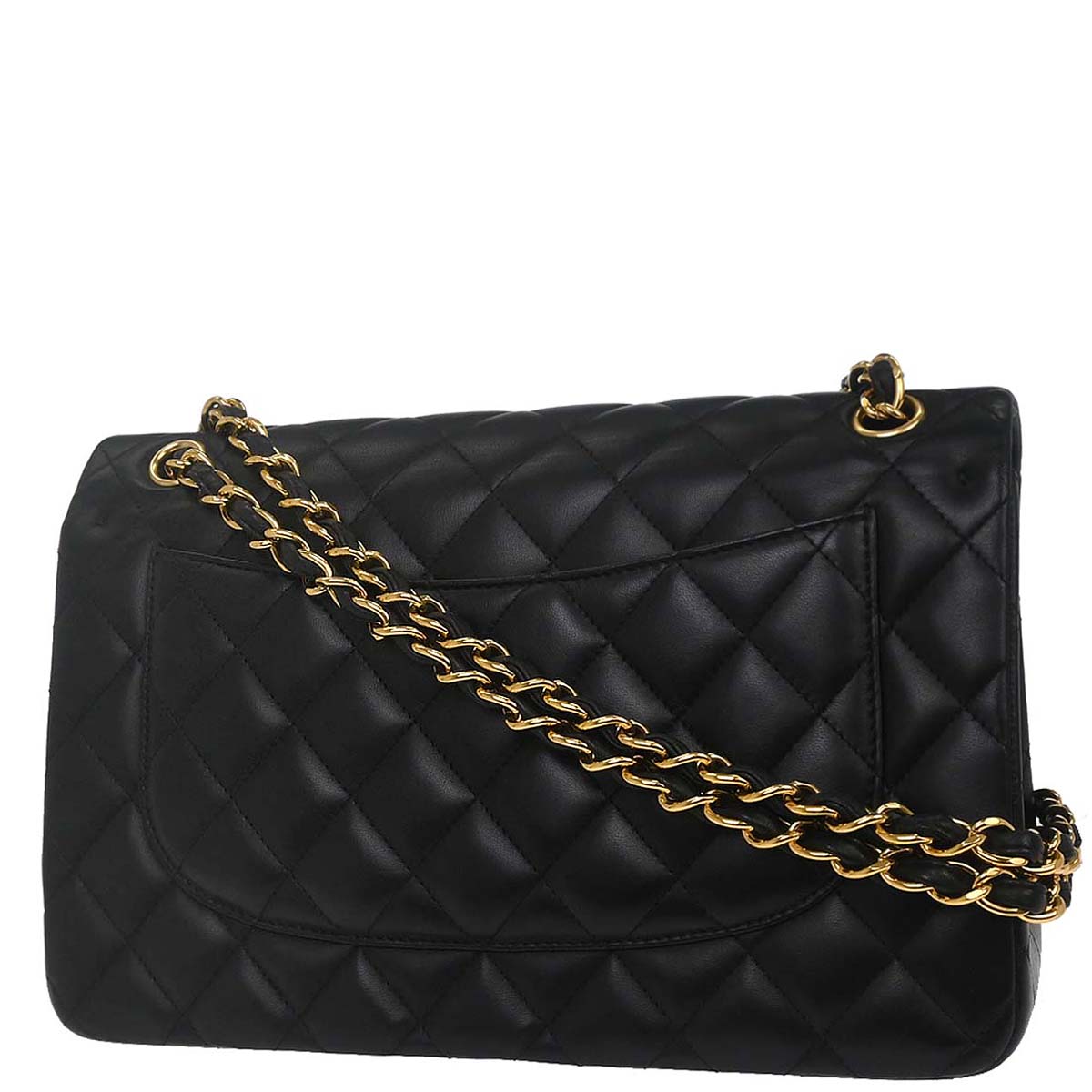 Chanel Black Lambskin Jumbo Classic Double Flap Shoulder Bag
