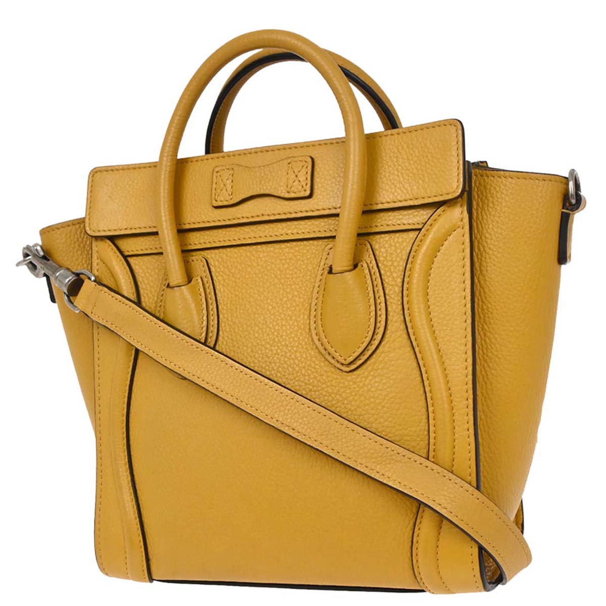 Celine Yellow Leather Nano Luggage Tote Shoulder Bag