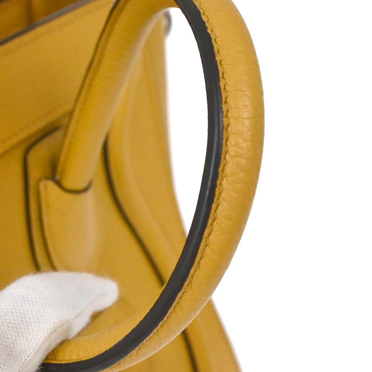 Celine Yellow Leather Nano Luggage Tote Shoulder Bag