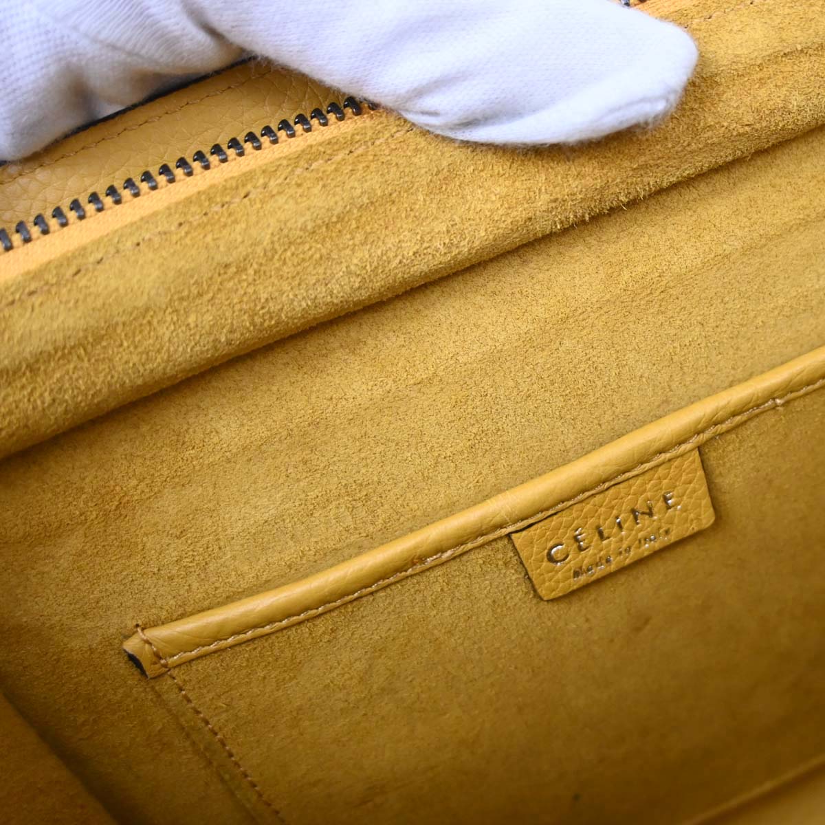 Celine Yellow Leather Nano Luggage Tote Shoulder Bag