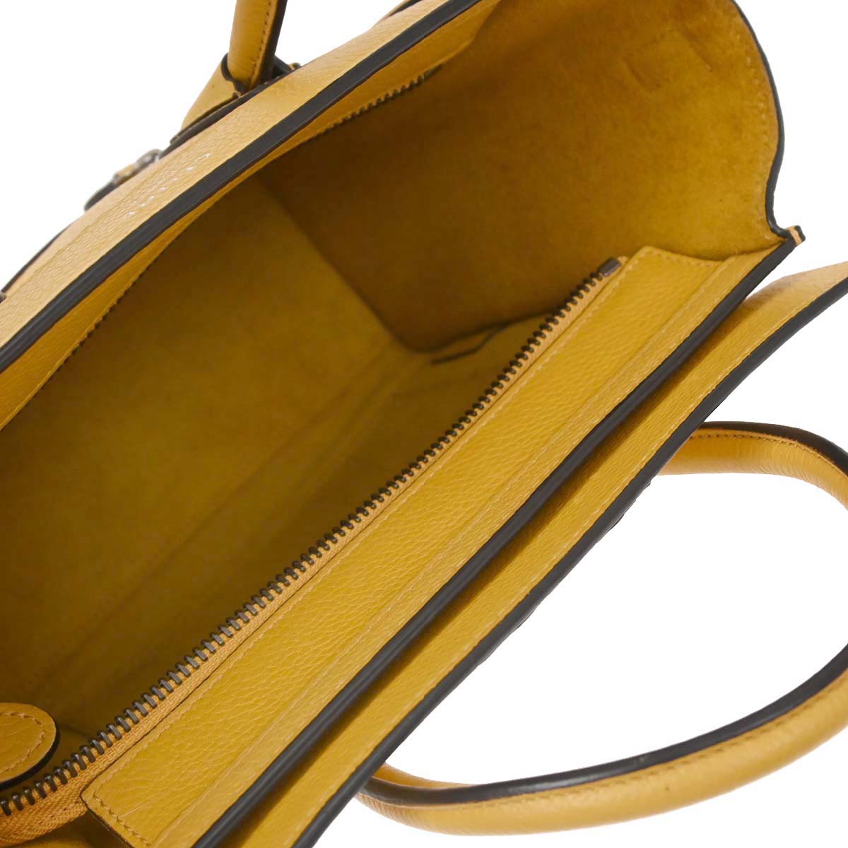 Celine Yellow Leather Nano Luggage Tote Shoulder Bag