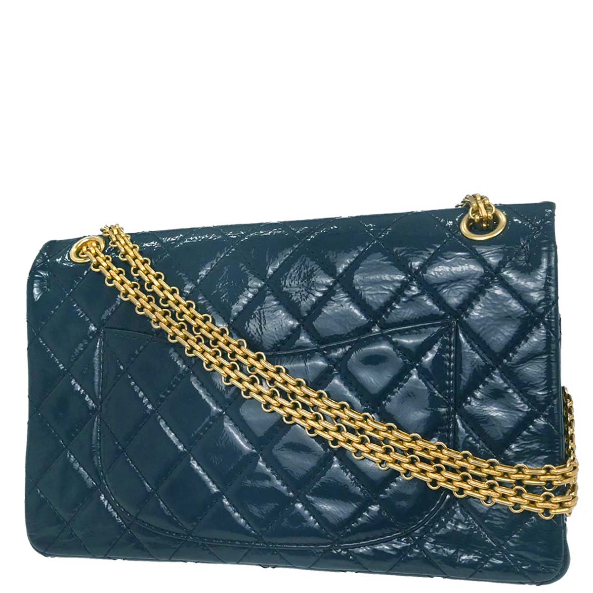 Chanel Blue Patent Leather 2.55 Double Flap Shoulder Bag