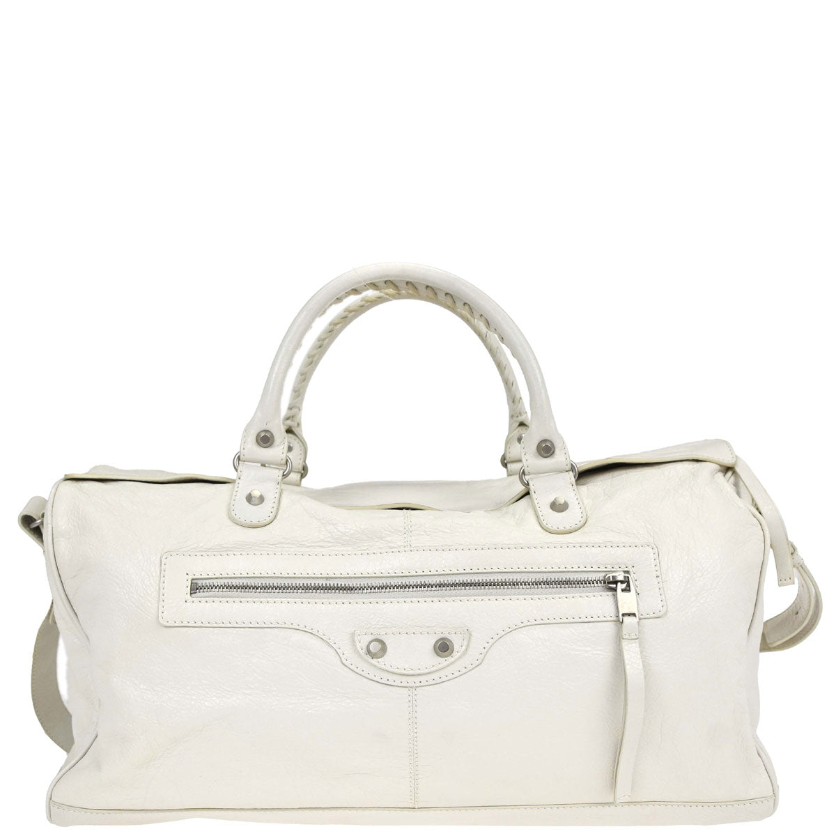 Balenciaga White Squash 2way Duffle Shoulder Handbag