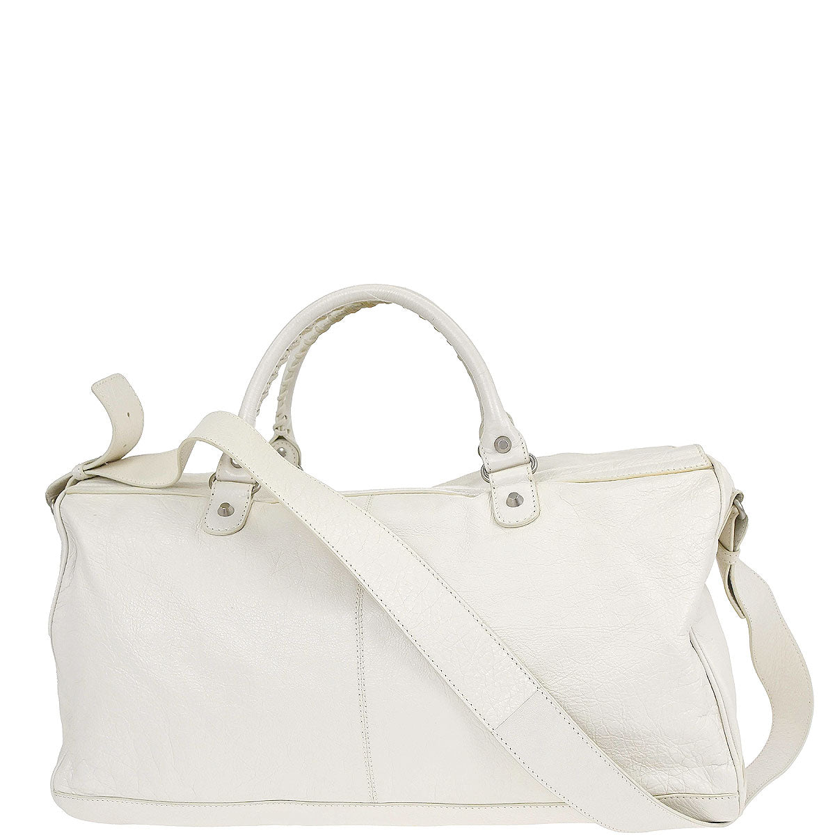 Balenciaga White Squash 2way Duffle Shoulder Handbag