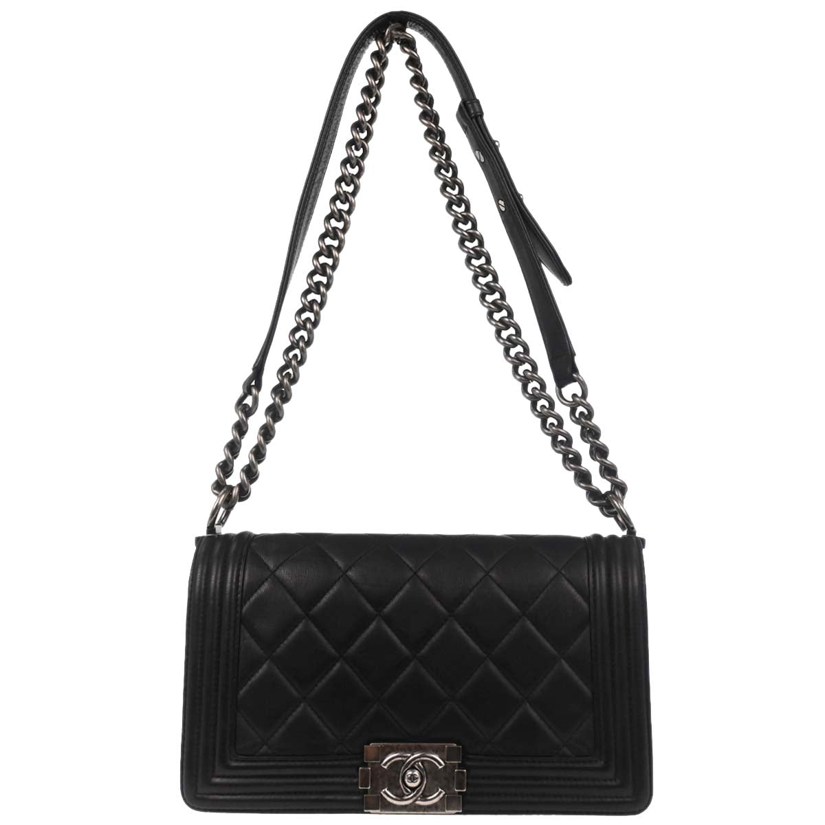 Boy Chanel 2014 Black Lambskin Medium Shoulder Bag