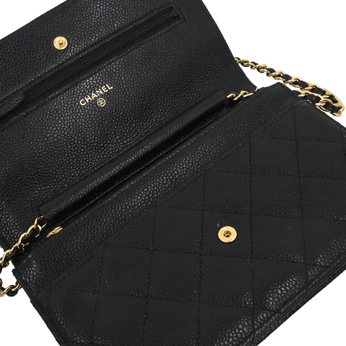 Chanel Black Caviar Skin Classic WOC Wallet on Chain Bag