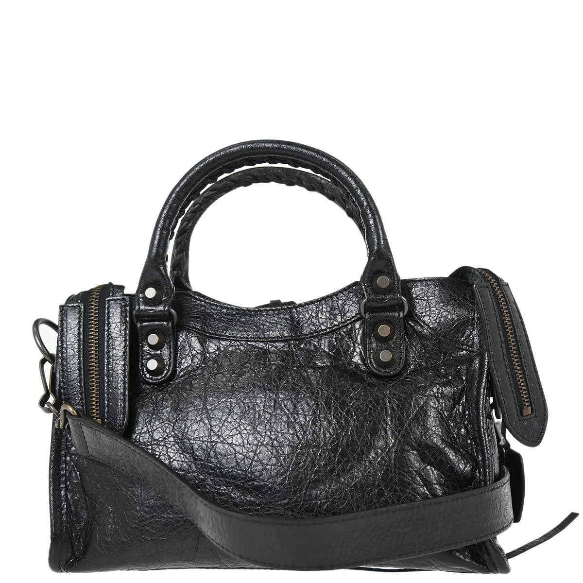 Balenciaga Black Goatskin City Mini Shoulder Handbag