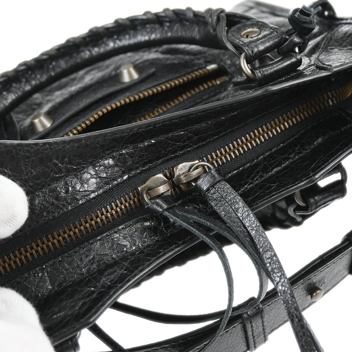 Balenciaga Black Goatskin City Mini Shoulder Handbag