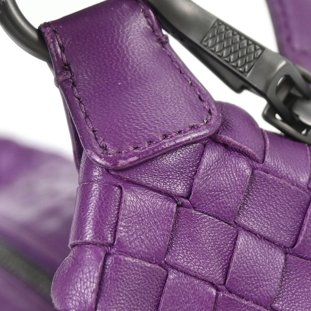 Bottega Veneta Purple Lambskin Intrecciato Handbag