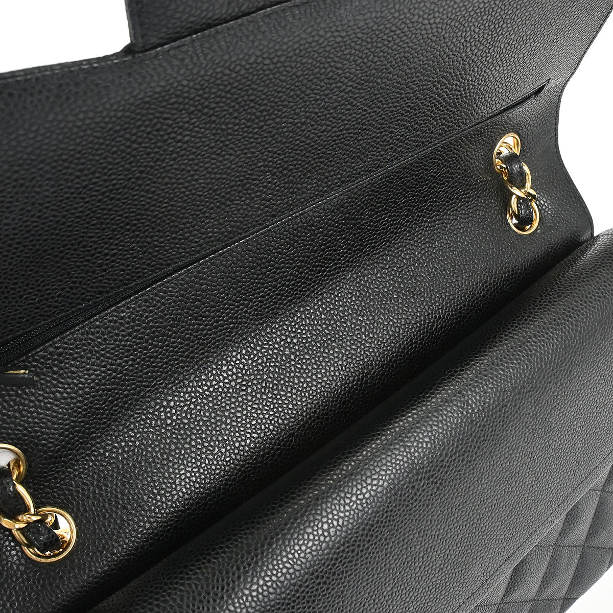 Chanel Black Caviar Skin Jumbo Classic Double Flap Shoulder Bag