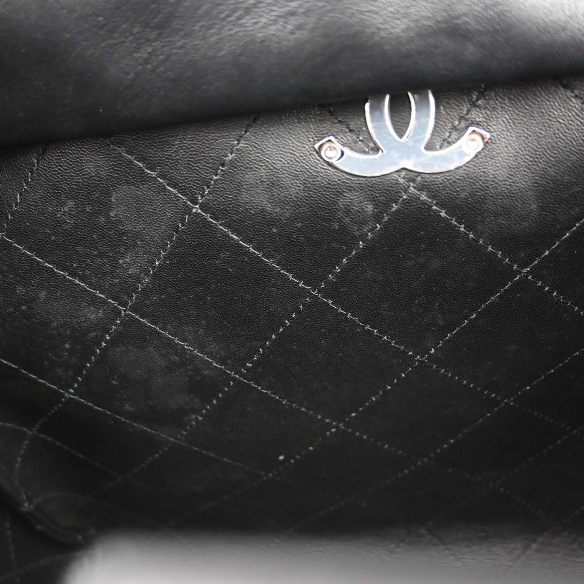 Chanel Black Calfskin Shopping Tote 2way Shoulder Handbag