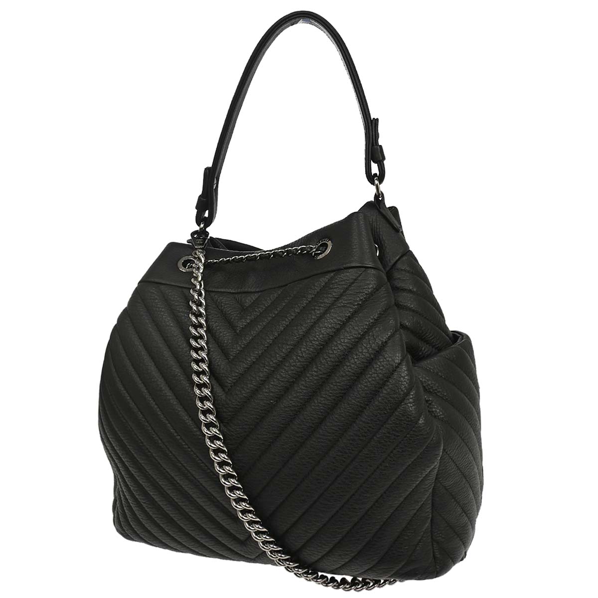 Chanel Black Deerskin Chevron Urban Spirit 2way Shoulder Handbag
