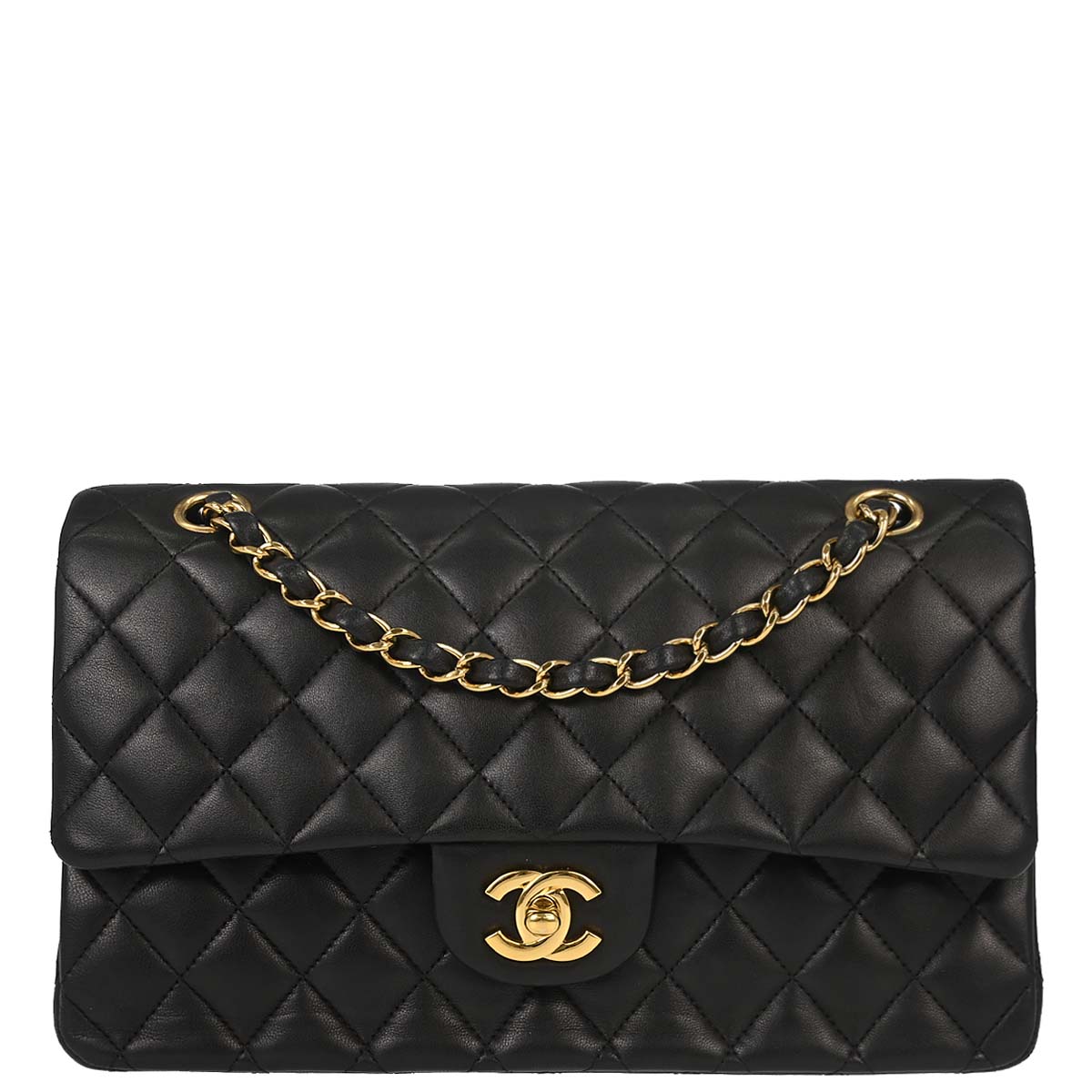 Chanel Black Lambskin Medium Classic Double Flap Shoulder Bag