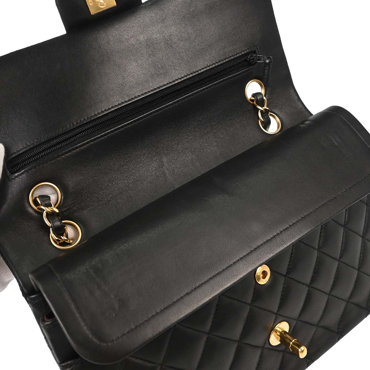 Chanel Black Lambskin Medium Classic Double Flap Shoulder Bag