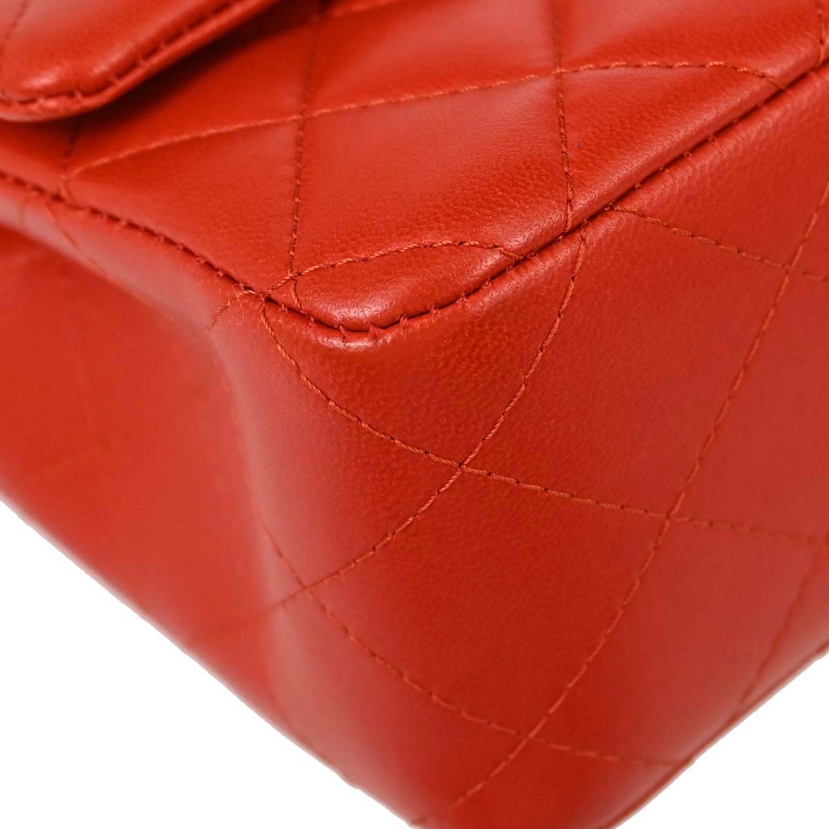 Chanel Red Lambskin Shoulder Bag
