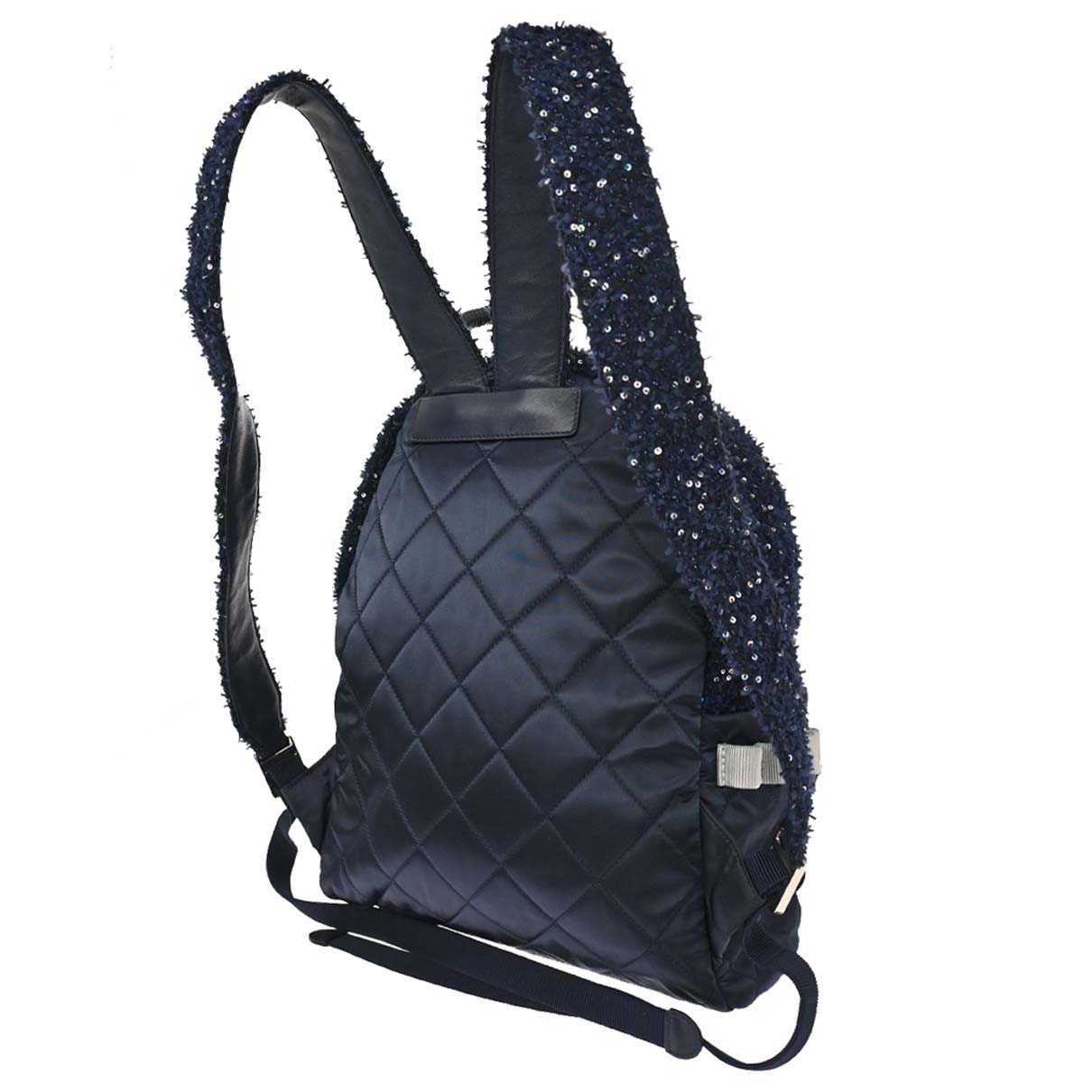 Chanel Navy Tweed Nylon Sequins Astronaut Essentials Backpack