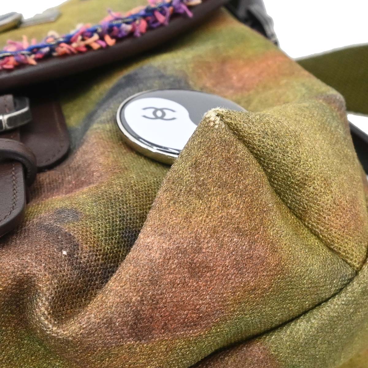 Chanel 2014-2015 Khaki Canvas Graffiti On The Pavements Shoulder Bag