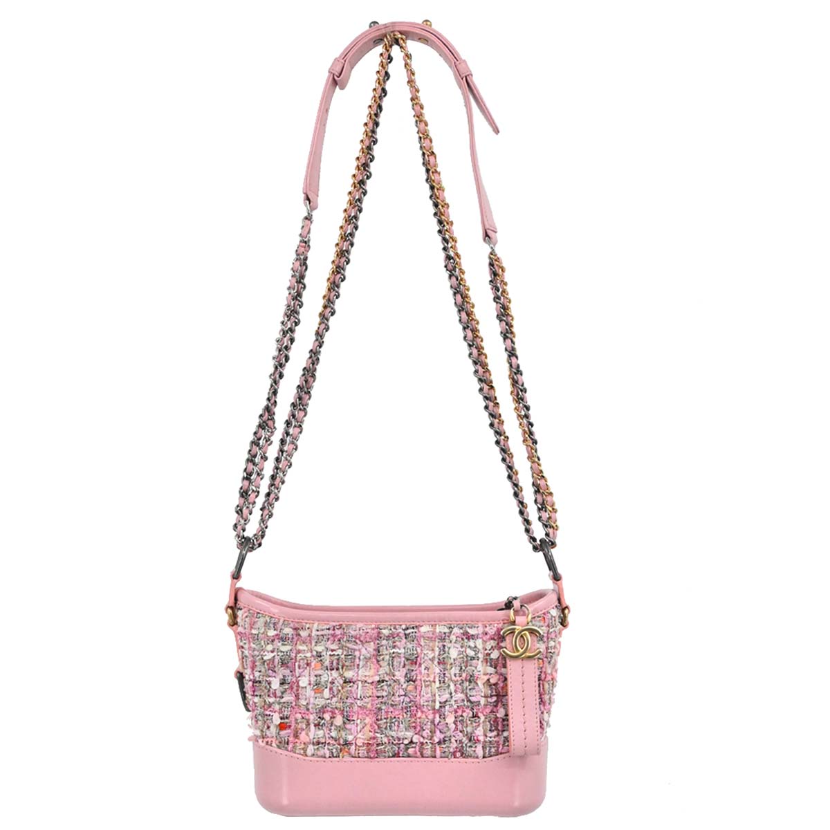 Chanel Pink Tweed Calfskin Small Gabrielle Shoulder Bag