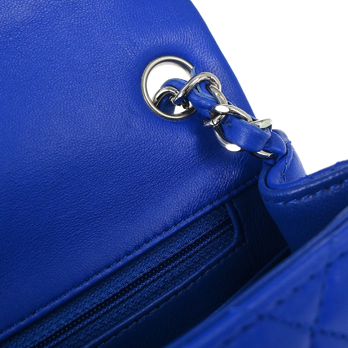 Chanel Blue Lambskin Mini Classic Square Flap Shoulder Bag 17