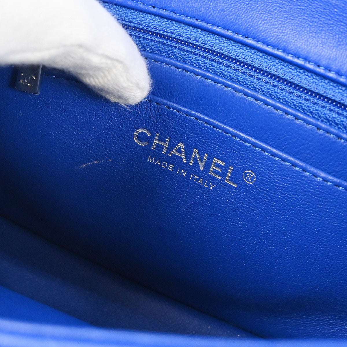 Chanel Blue Lambskin Mini Classic Square Flap Shoulder Bag 17