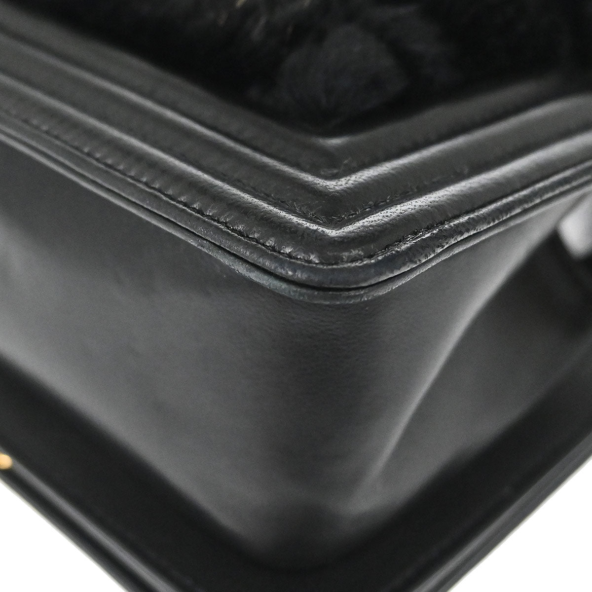 Boy Chanel 2015-2016 Black Lambskin Lapin Fur Small Chain Shoulder Bag
