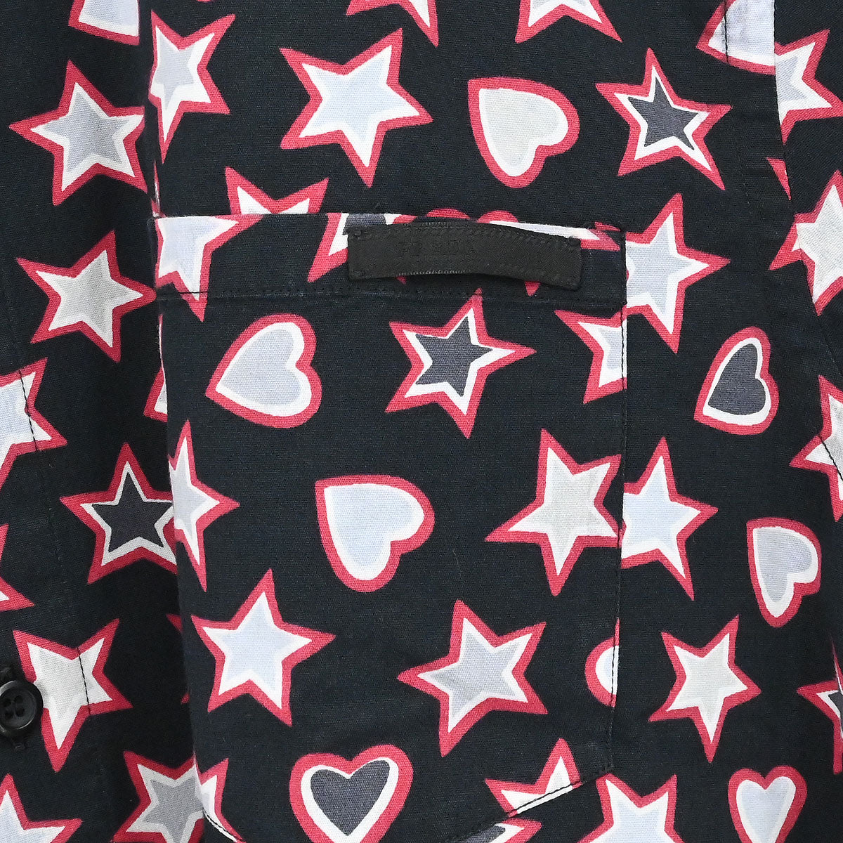 Prada 2015 Star Heart Short Sleeve Blouse Shirt Top Black #44