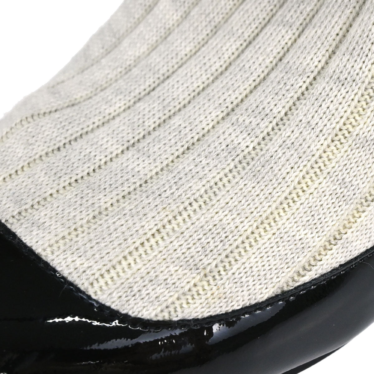 Chanel * Sock Boots Shoes Black Light Gray Shoes #38 1/2