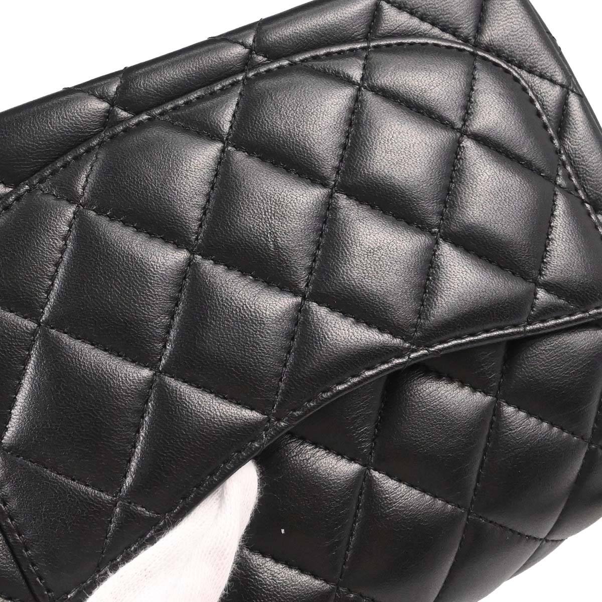 Chanel Black Lambskin Mini Classic Square Flap Shoulder Bag 17