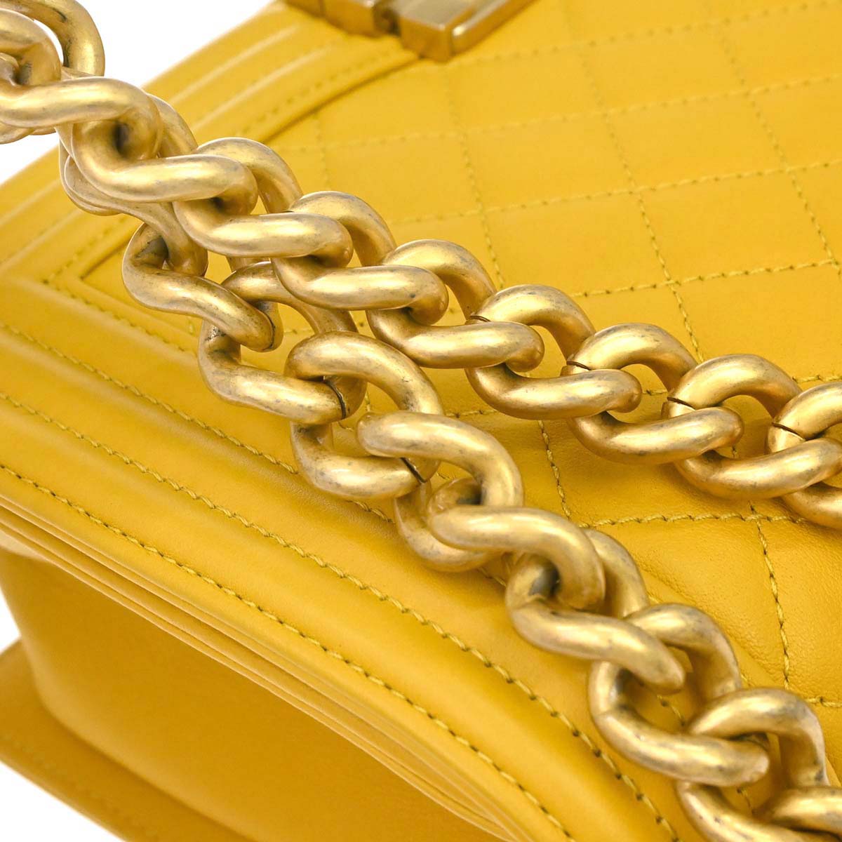 Boy Chanel 2019 Yellow Lambskin Medium Chain Shoulder Bag