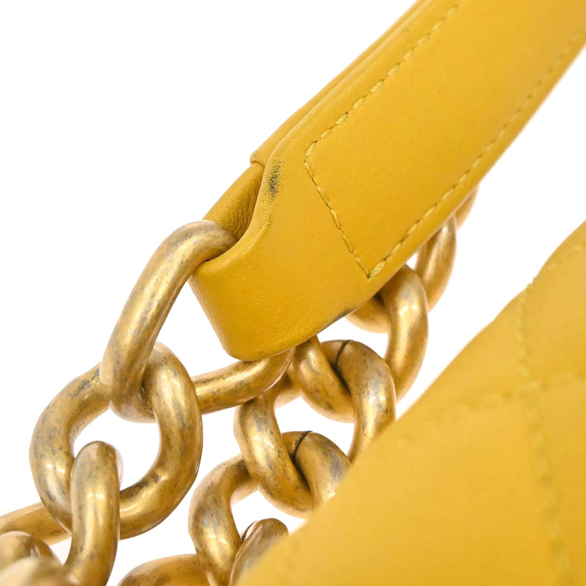 Boy Chanel 2019 Yellow Lambskin Medium Chain Shoulder Bag