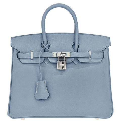 Hermes Blue Lin Epsom Birkin 25 Handbag