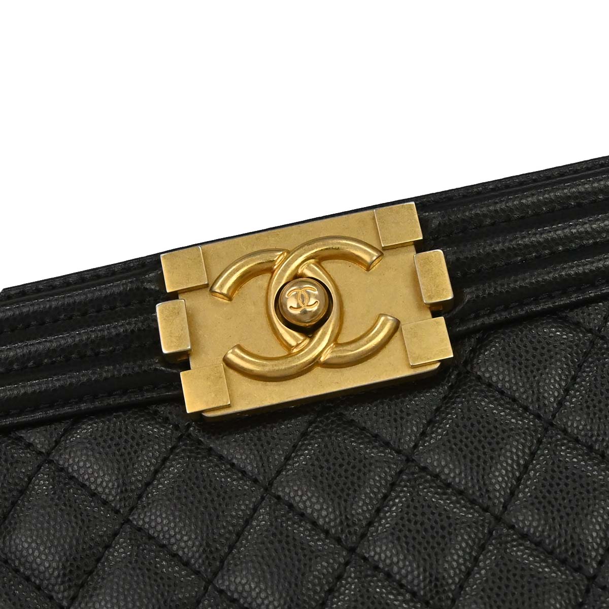 Boy Chanel 2019 Black Caviar Skin Medium Chain Shoulder Bag
