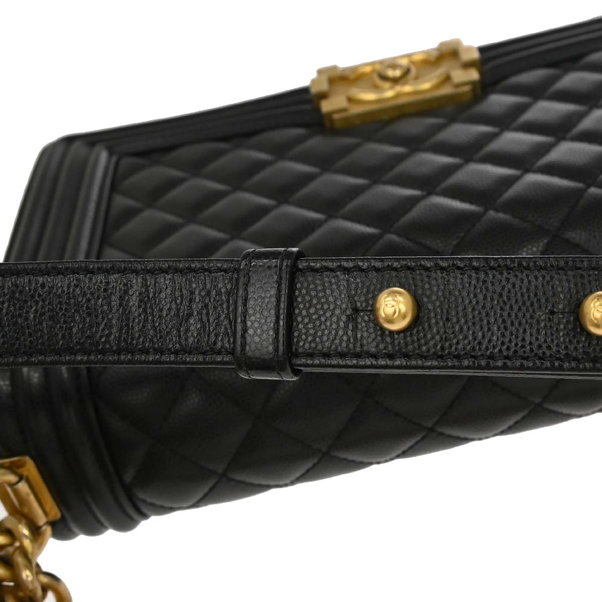 Boy Chanel 2019 Black Caviar Skin Medium Chain Shoulder Bag