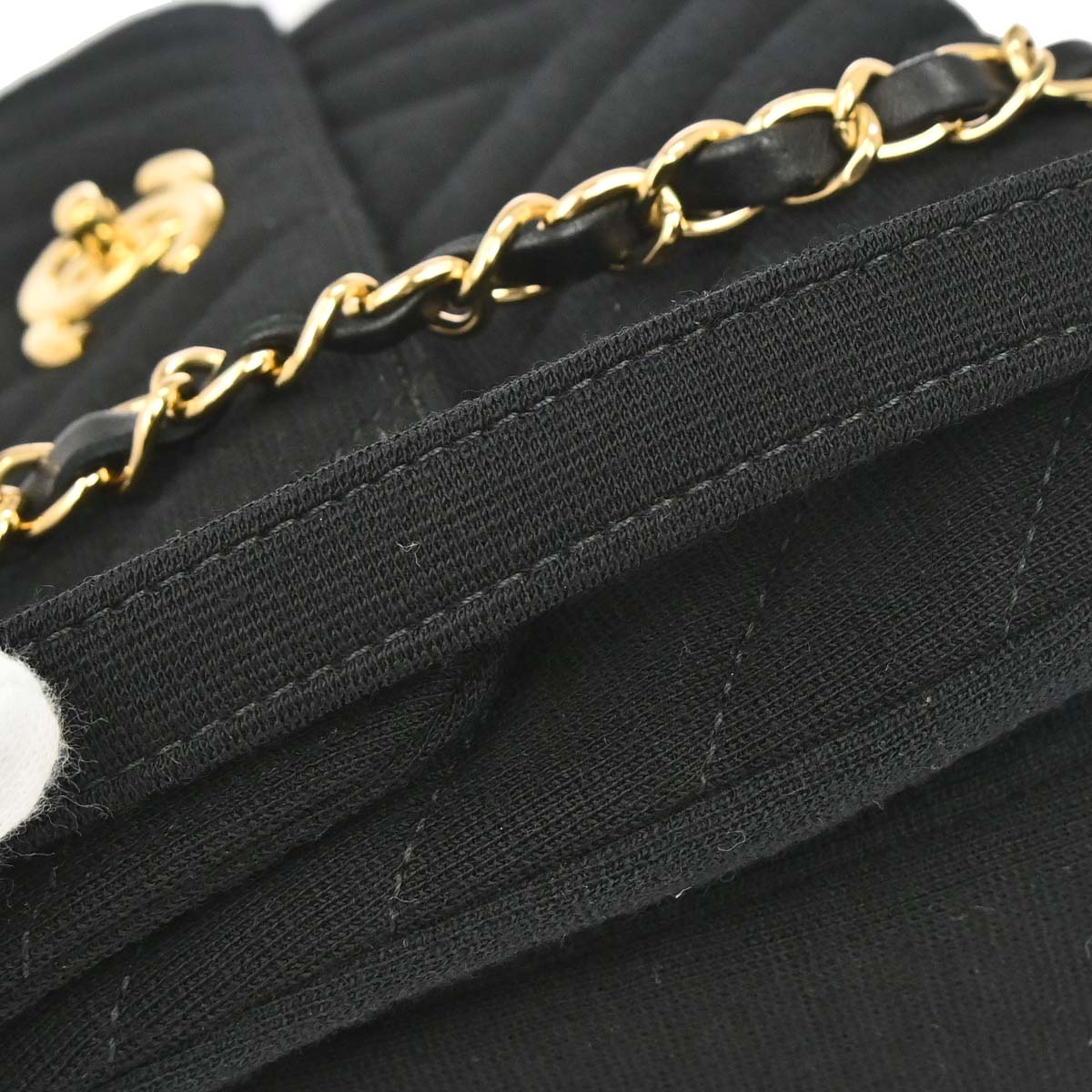 Chanel 2019 Black Jersey Trendy CC Chevron Top Handle 2way Shoulder Handbag