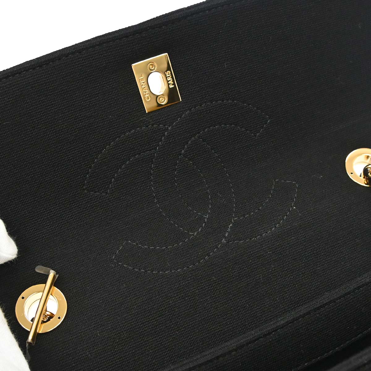 Chanel 2019 Black Jersey Trendy CC Chevron Top Handle 2way Shoulder Handbag