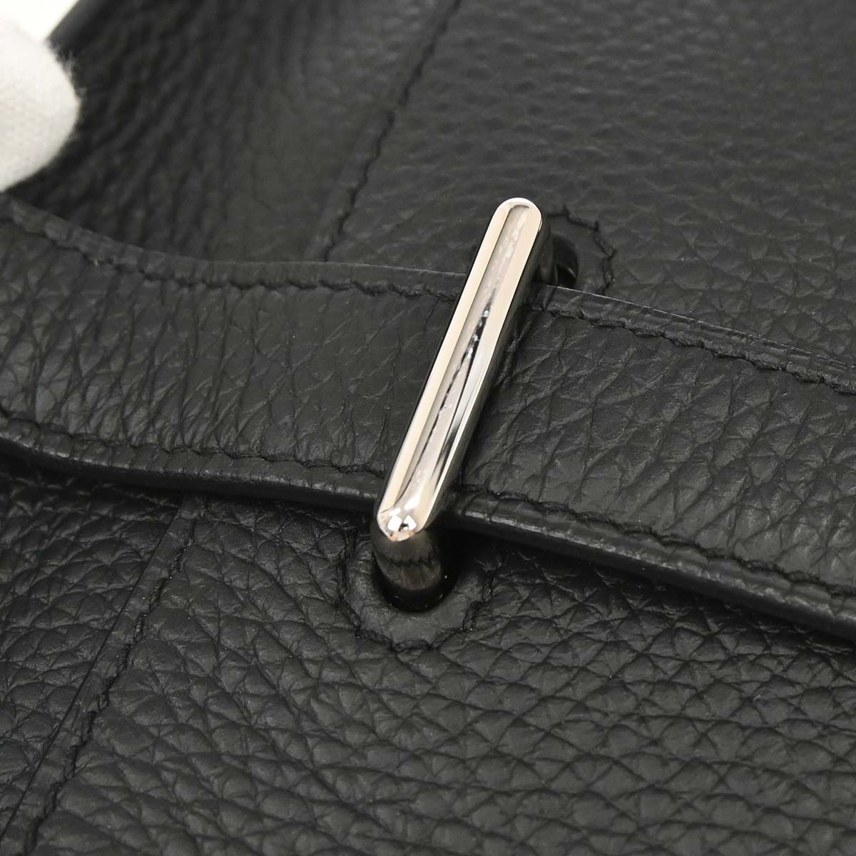 Hermes Black Taurillon Clemence Pochette Steve Shoulder Bag