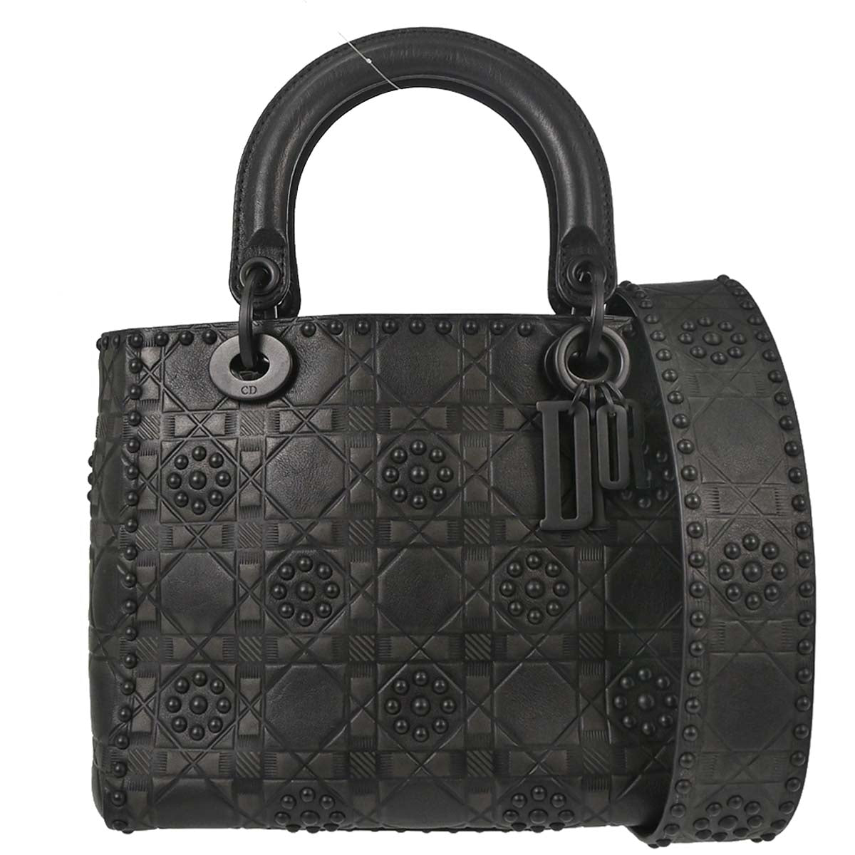 Christian Dior 2018 Black Calfskin Medium Lady Dior Cannage 2way Shoulder Handbag