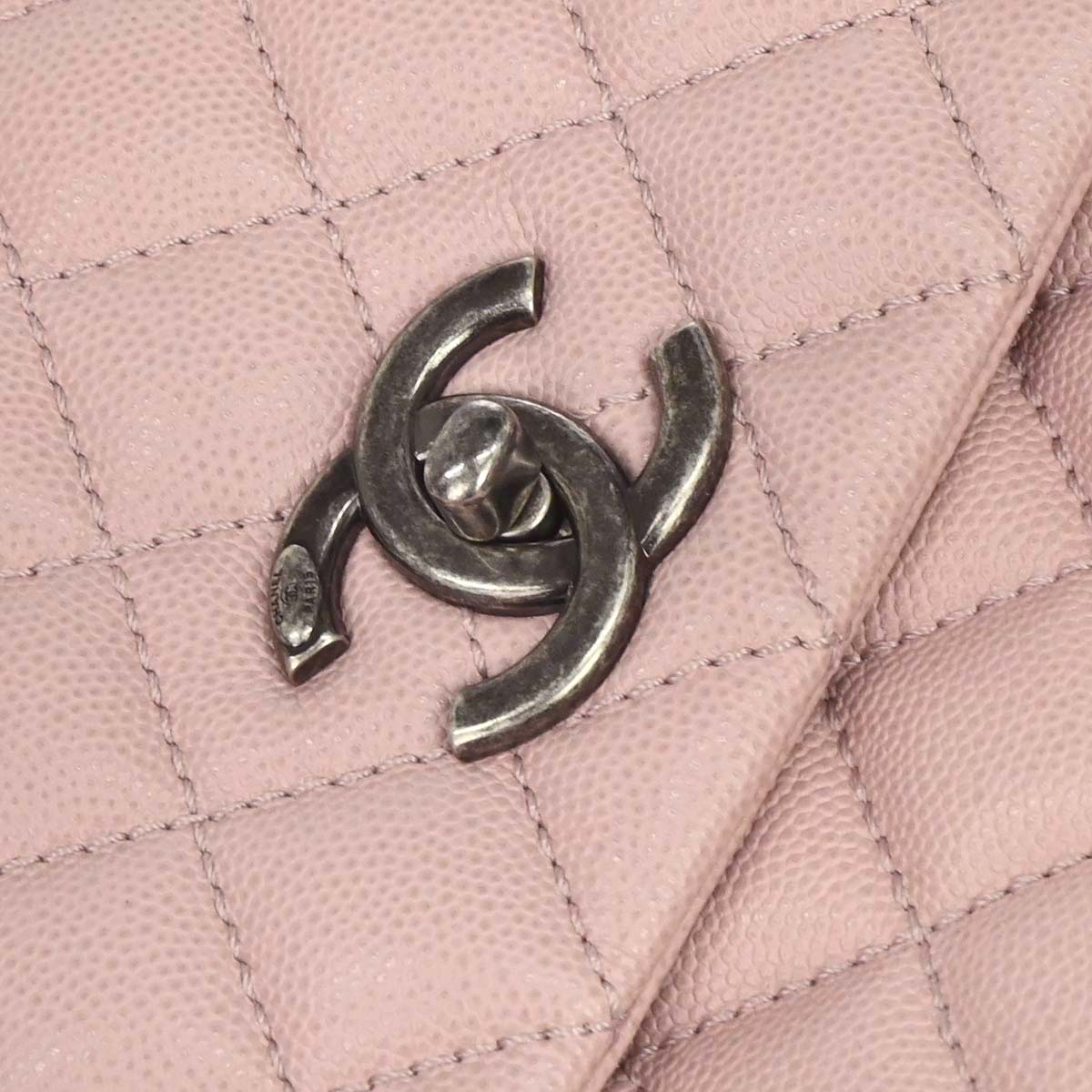 Chanel Light Pink Caviar Skin Coco Handle 2way Shoulder Handbag