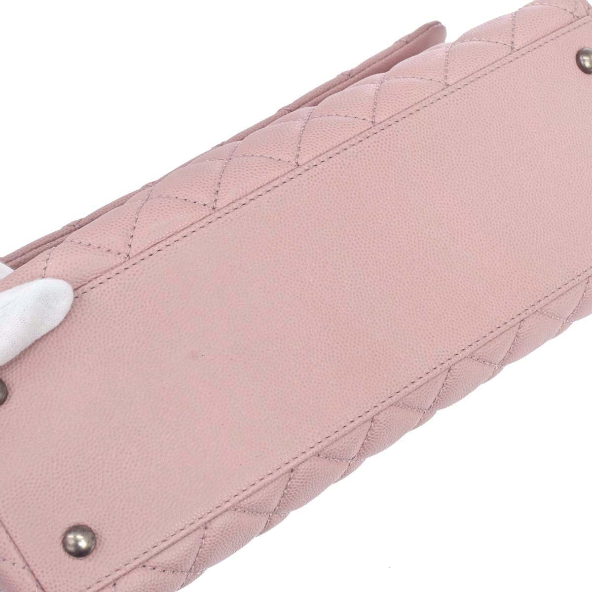 Chanel Light Pink Caviar Skin Coco Handle 2way Shoulder Handbag