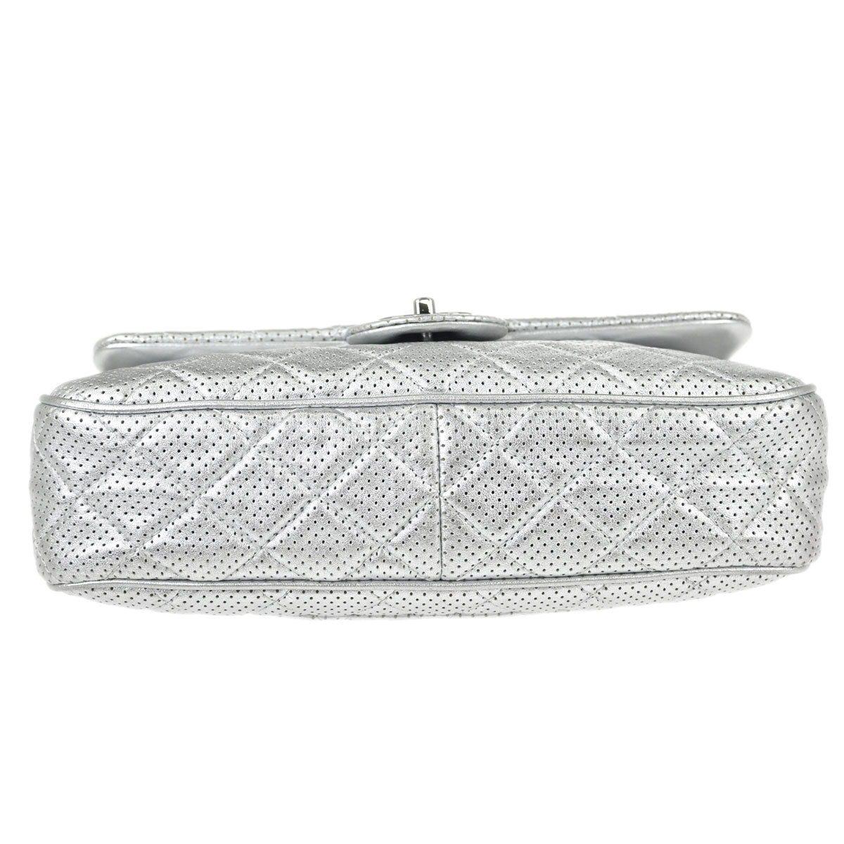 Chanel Silver Perforated Lambskin Handbag